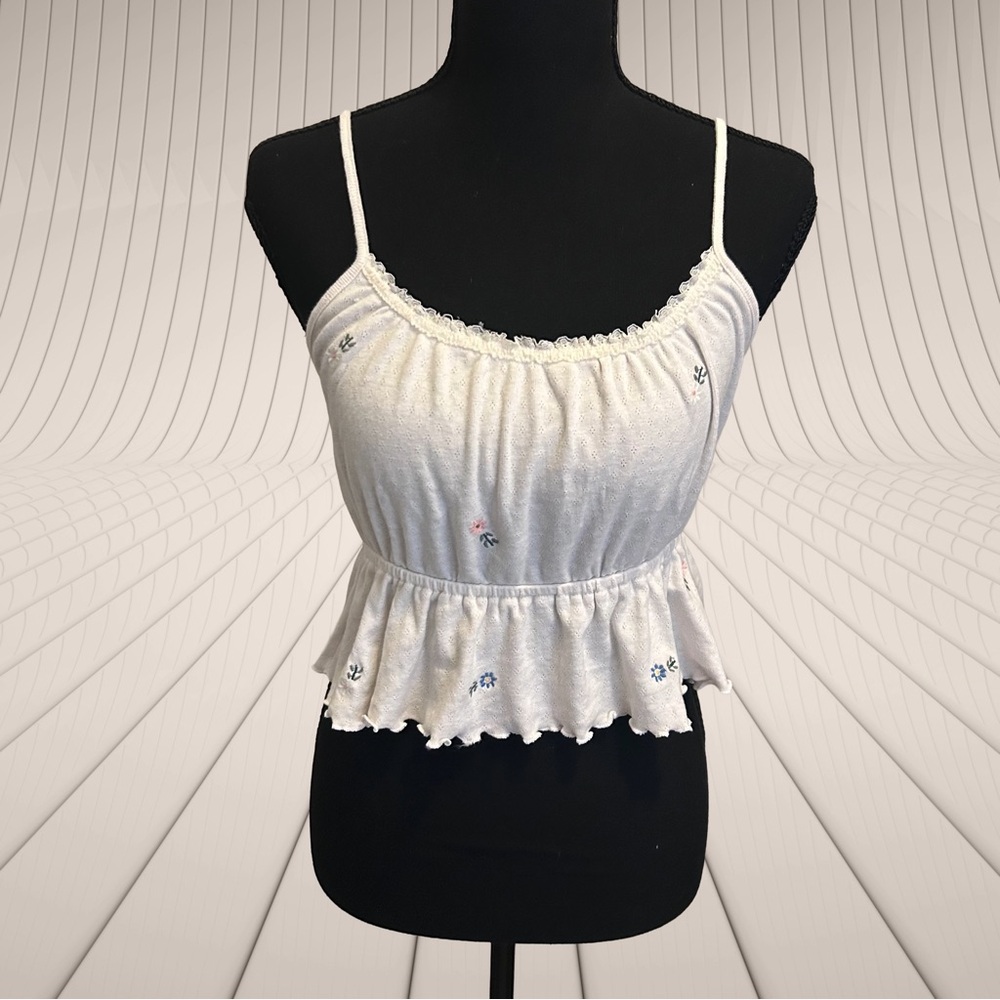 Darling American Eagle Cream Floral Embroidered Spaghetti Strap Cami Size S